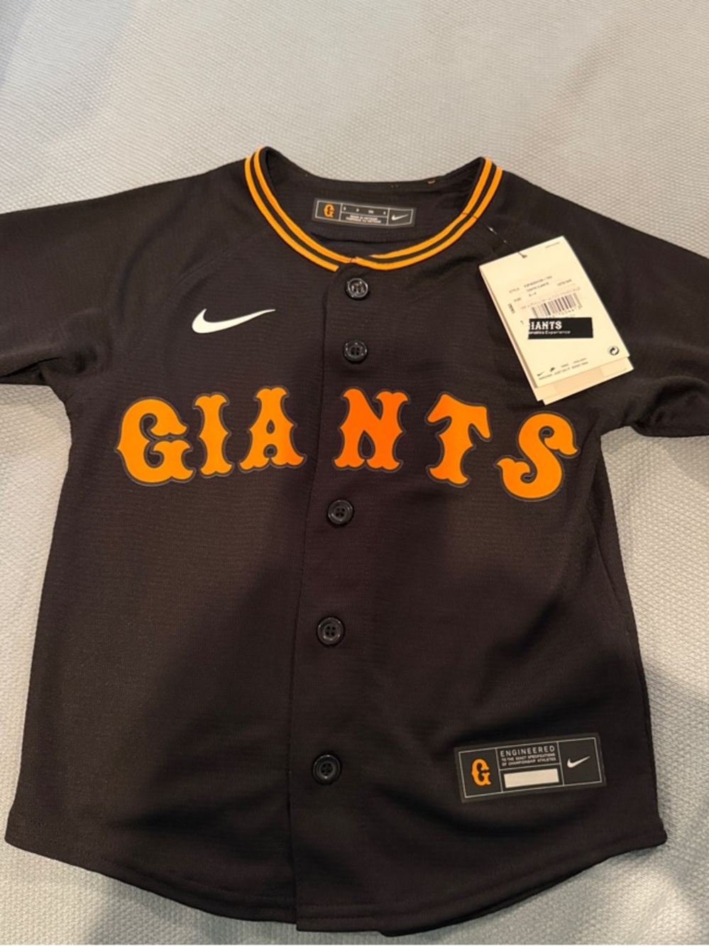 Nike Kids Black & Orange Tokyo Giants Button Jersey NWT